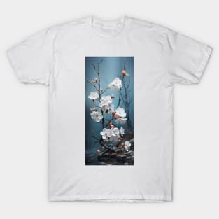 Landscape painting of a tree blossoming with white flowers T-Shirt